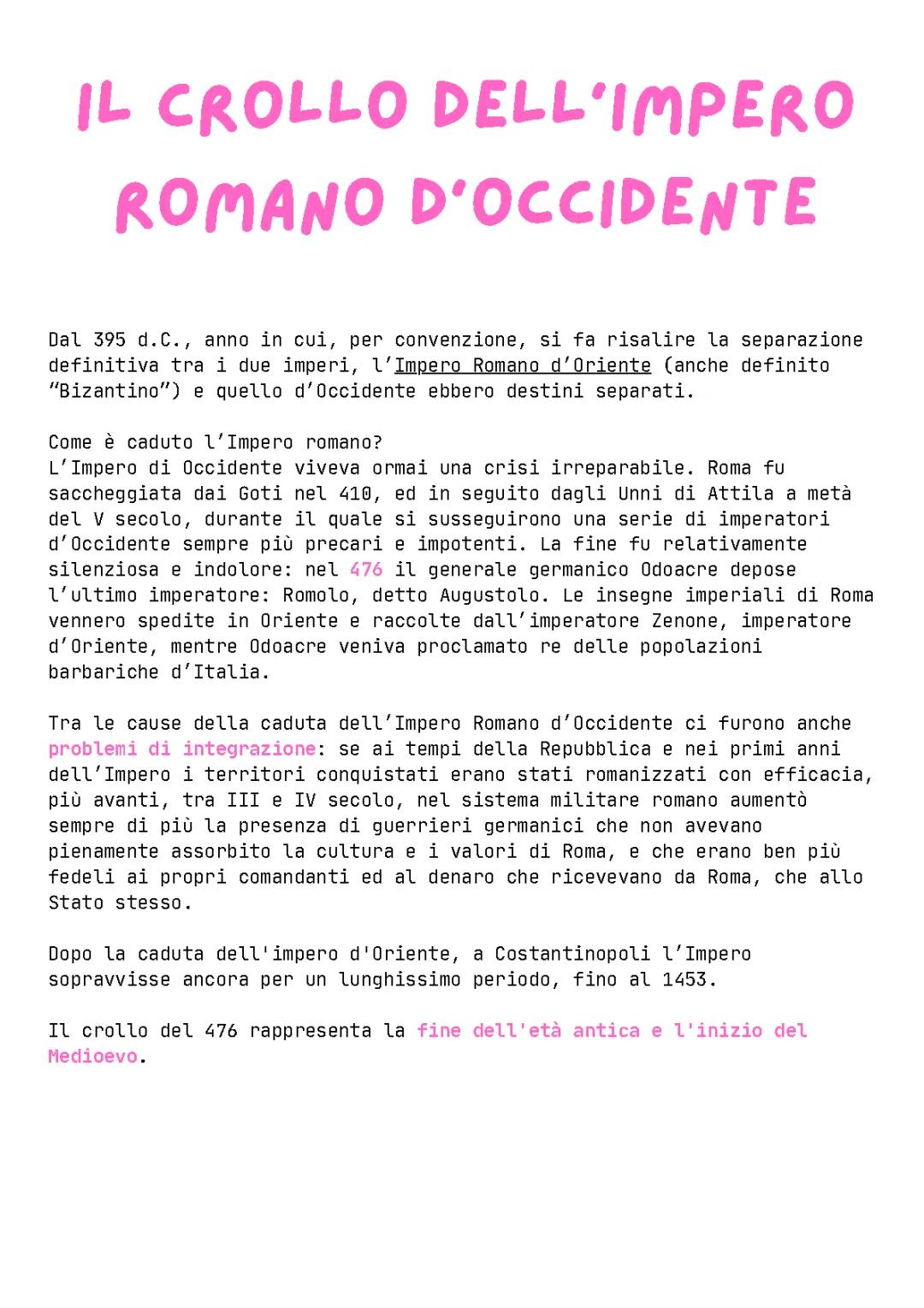 La Caduta Dell'Impero Romano D'Occidente: Riassunto, Cause e Conseguenze