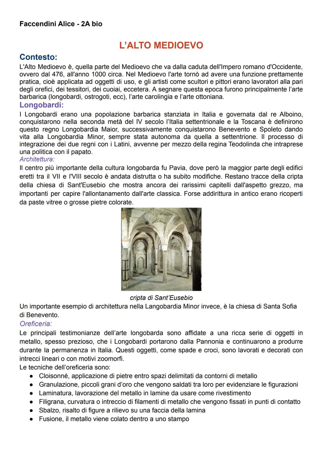 
<h2 id="contesto">Contesto</h2>
<p>L'Alto Medioevo è la parte del Medioevo che va dalla caduta dell'Impero romano d'Occidente, ovvero dal 4