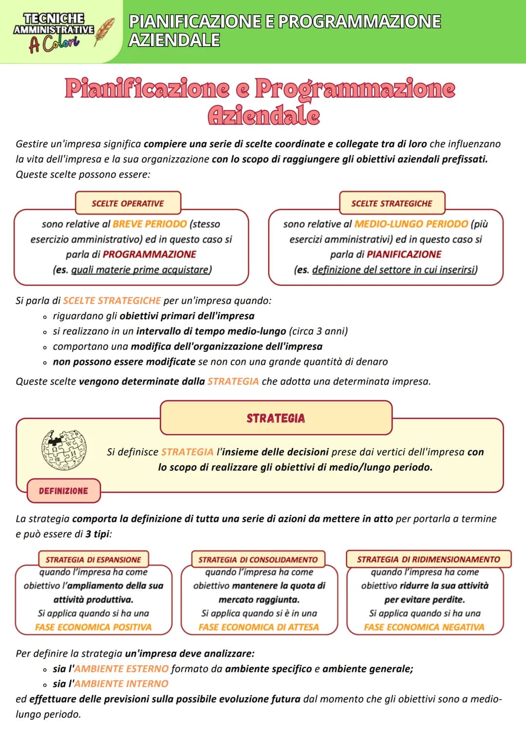 TECNICHE
AMMINISTRATIVE
A Colort
PIANIFICAZIONE E PROGRAMMAZIONE
AZIENDALE
Pianificazione e Programmazione
Aziendale
Gestire un'impresa sign