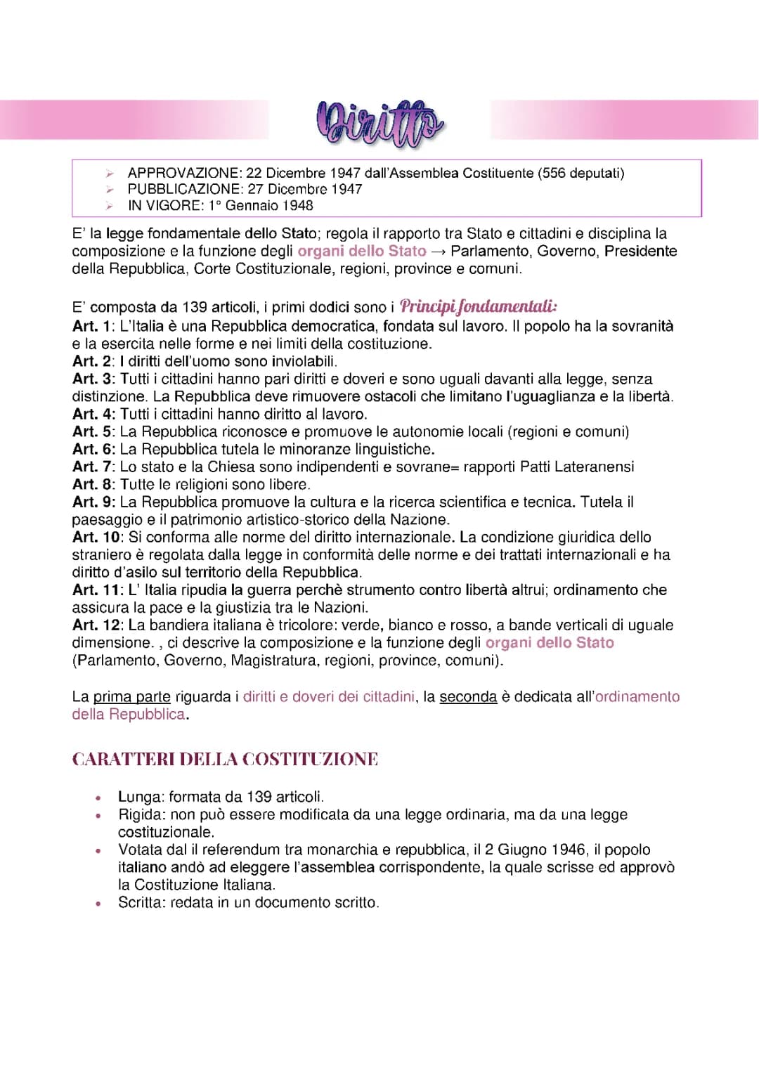 Riassunto Elementi di Diritto Costituzionale e Parlamentare per Concorsi PDF