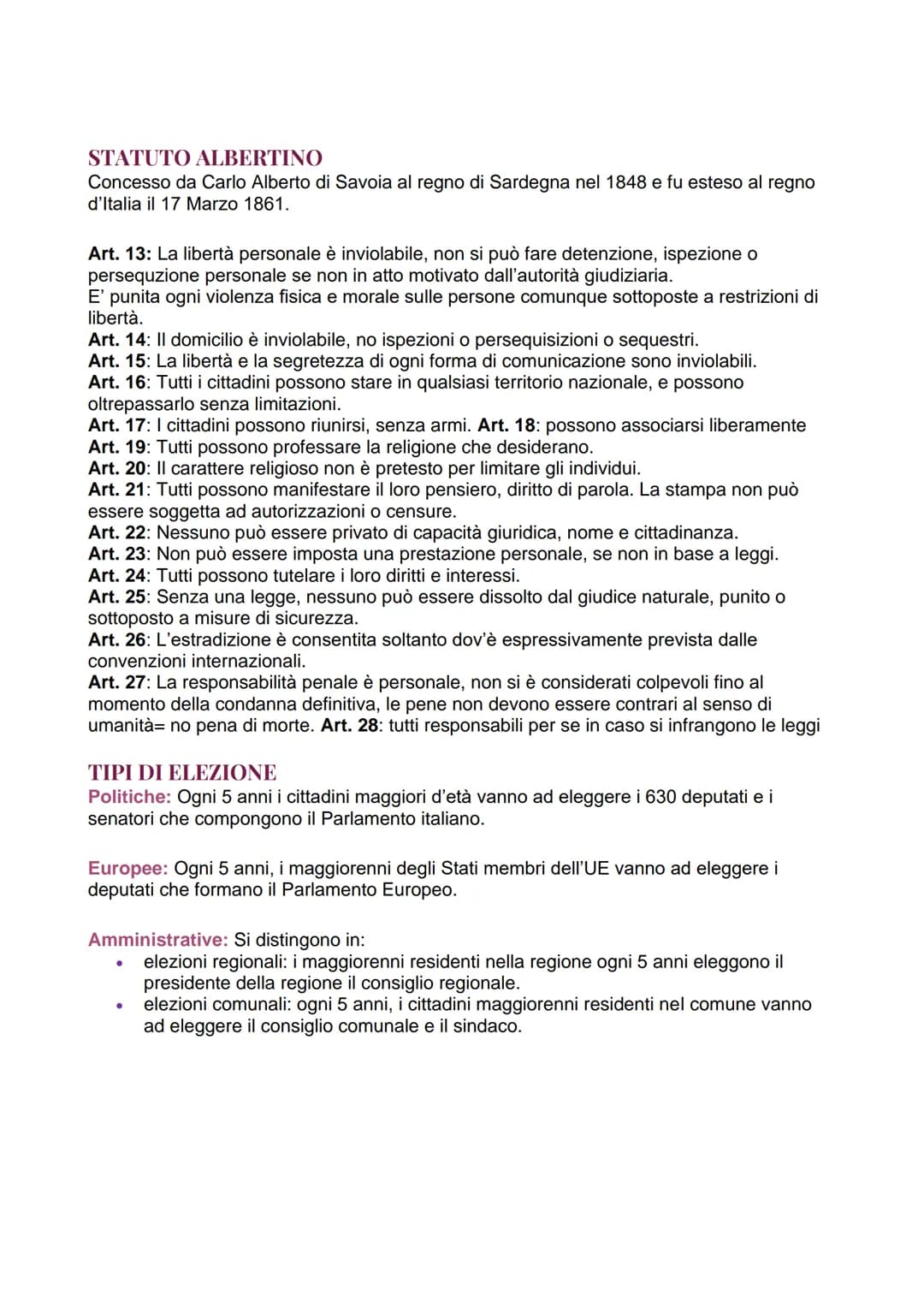 E' la legge fondamentale dello Stato; regola il rapporto tra Stato e cittadini e disciplina la
composizione e la funzione degli organi dello