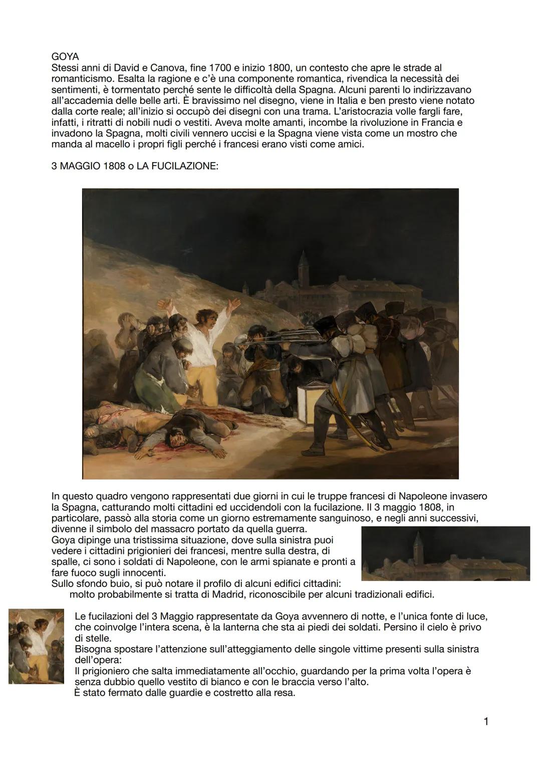 GOYA
Stessi anni di David e Canova, fine 1700 e inizio 1800, un contesto che apre le strade
romanticismo. Esalta la ragione e c'è una compon