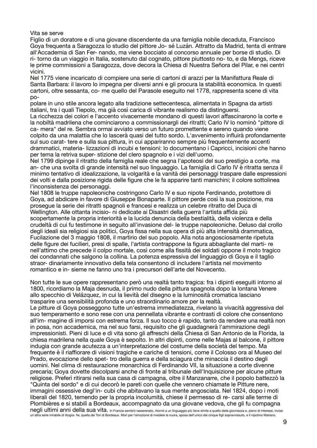 GOYA
Stessi anni di David e Canova, fine 1700 e inizio 1800, un contesto che apre le strade
romanticismo. Esalta la ragione e c'è una compon
