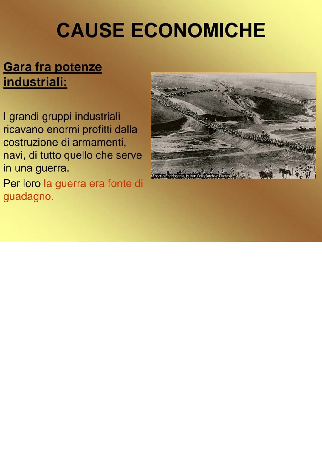 La Prima
Guerra Mondiale PERCHE' SCOPPIO' LA GUERRA?
La prima Guerra mondiale scoppiò per diverse cause (remote,
profonde):
●
●
●
Cause poli