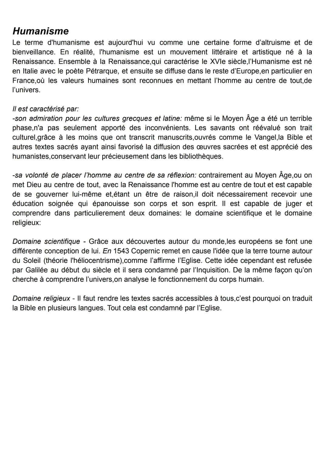 La Renaissance
La Renaissance (en général) caractérise une nouvelle naissance après la longue phase
obscure du Moyen Âge. Cette période est 