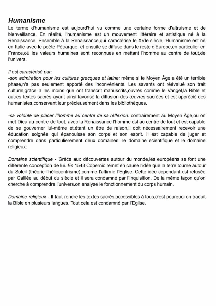 La Renaissance
La Renaissance (en général) caractérise une nouvelle naissance après la longue phase
obscure du Moyen Âge. Cette période est 