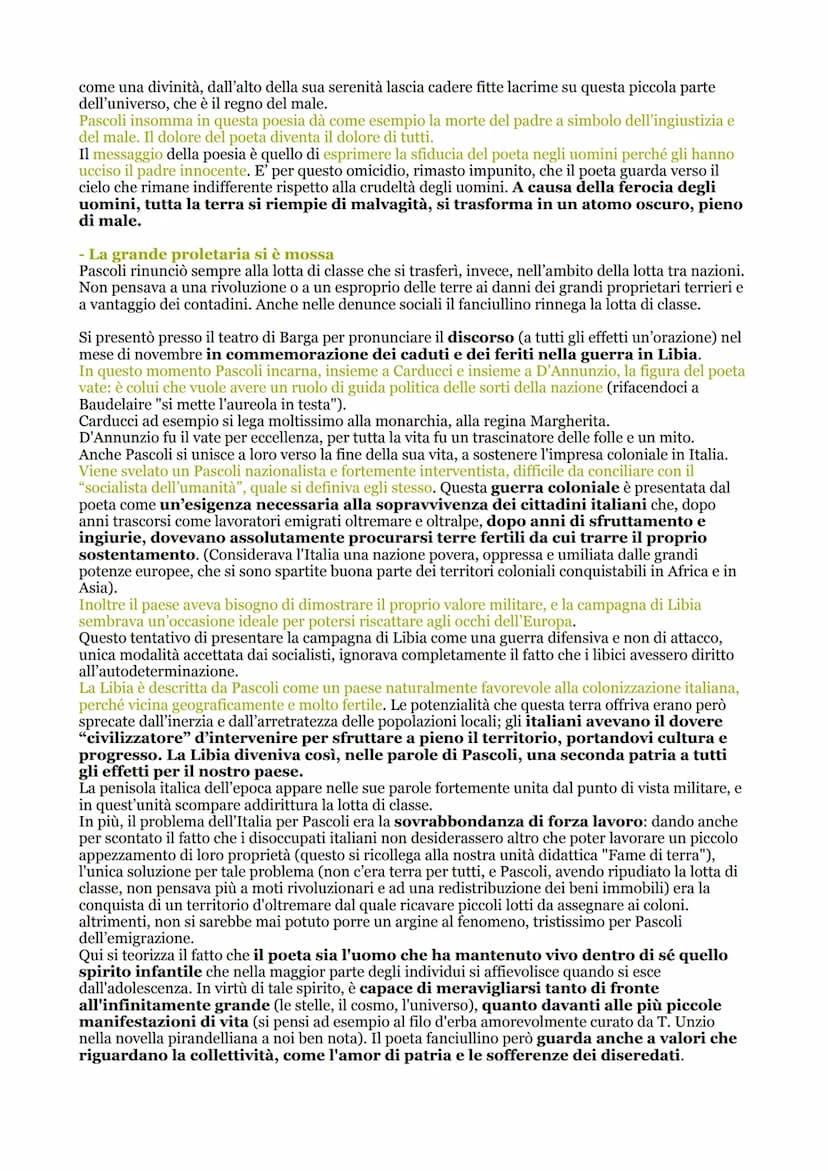 GIOVANNI PASCOLI - 1855
Fu con D'Annunzio il rappresentante più significativo del Decadentismo italiano. A differenza
dell'altro autore, Pas