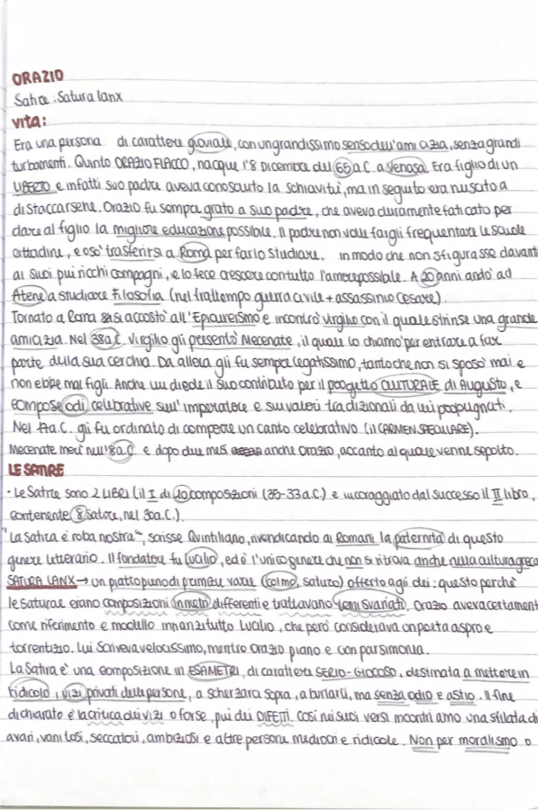 
<h2 id="vitaeoperediorazio">Vita e Opere di Orazio</h2>
<p>Orazio, il cui nome completo era Quinto ORAZIO FLACCO, nacque l'8 Dicembre del 6