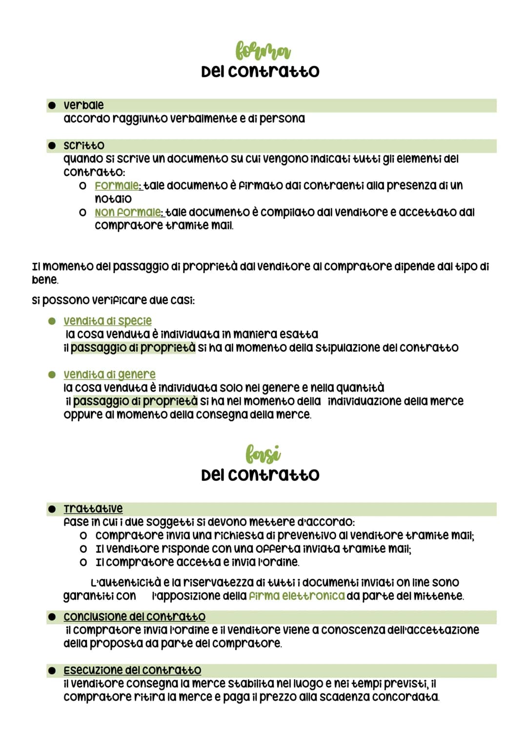 il contratto
di comprowenditor
E' un contratto (accordo tra due soggetti) che ha per oggetto il
trasferimento della proprietà di un bene o d