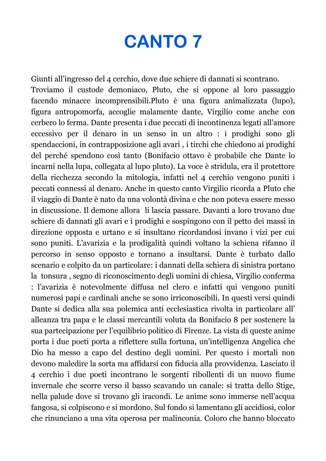 # CANTO 7

Giunti all'ingresso del 4 cerchio, dove due schiere di dannati si scontrano.
Troviamo il custode demoniaco, Pluto, che si oppone 