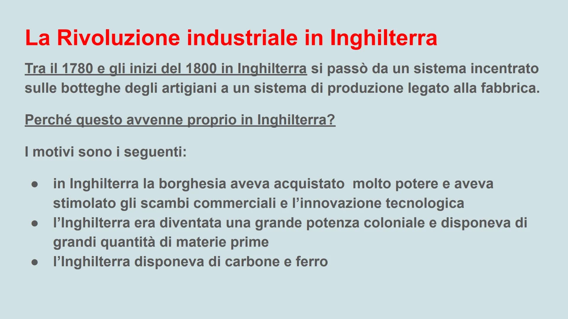 La Rivoluzione industriale
FO
AN
CA Le cause della Rivoluzione industriale
Dalla seconda metà del Settecento ci fu un notevole aumento della