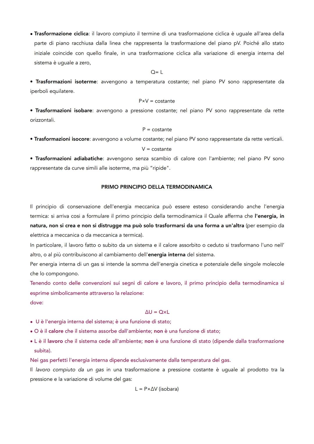 Studia eleggi con cui i sistemi scambiano energia con l' ambiente
Equazione di stato: T =
TERMODINAMICA
PxV
nxR
Fuido omogeneo: qualunque co