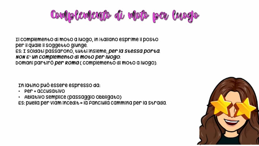 latini
maala mom In italiano il complemento di Stato in luogo esprime dove
viene compiuta l'azione.
Complements de stats in luogo
di
ES: A S