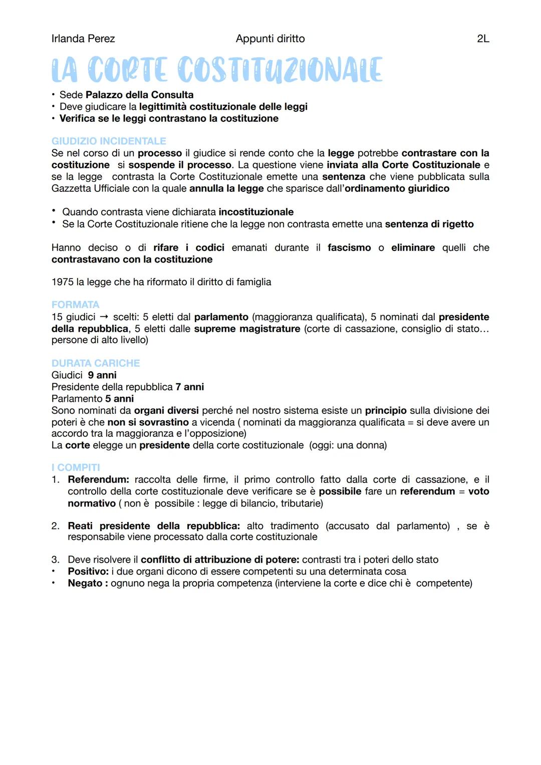 Irlanda Perez
Appunti diritto
IL PRESIDENTE DELLA REPUBBLICA
Rappresentante parlamentare = Presidente è dal parlamento
Il garante della cost