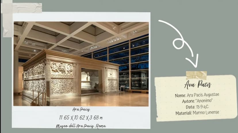 Ara Pacis
Analisi dell'opera Ara Pacis
11.65 X 10.62 X3.68 m
Museo dell Ara Pacis. Roma
Ava Pacis
Nome: Ara Pacis Augustae
Autore: "Anonimo"