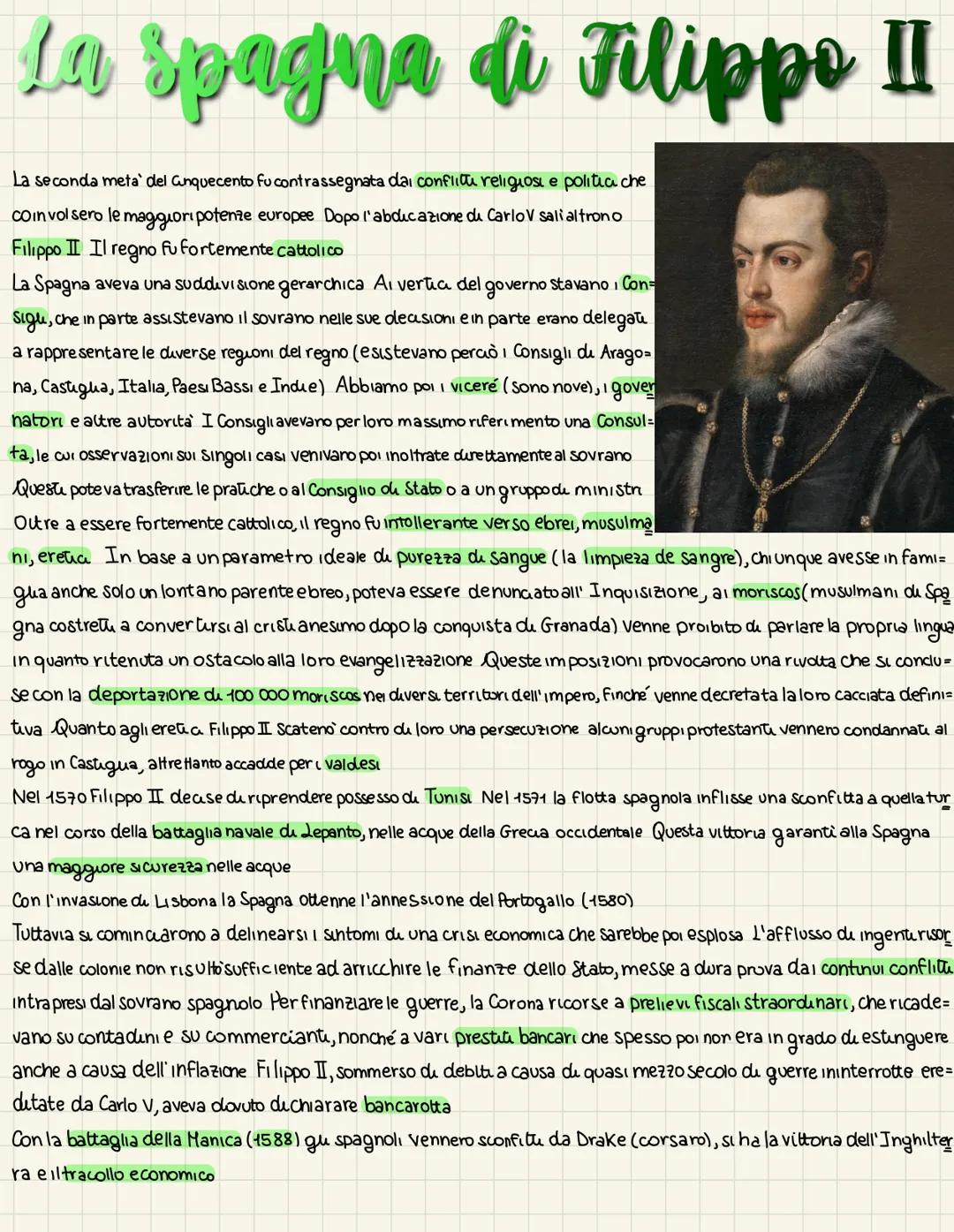 La Spagna di Filippo II
La seconda meta' del Gnquecento fu contrassegnata dai conflitu religiosi e politia che
coinvolsero le maggiori poten