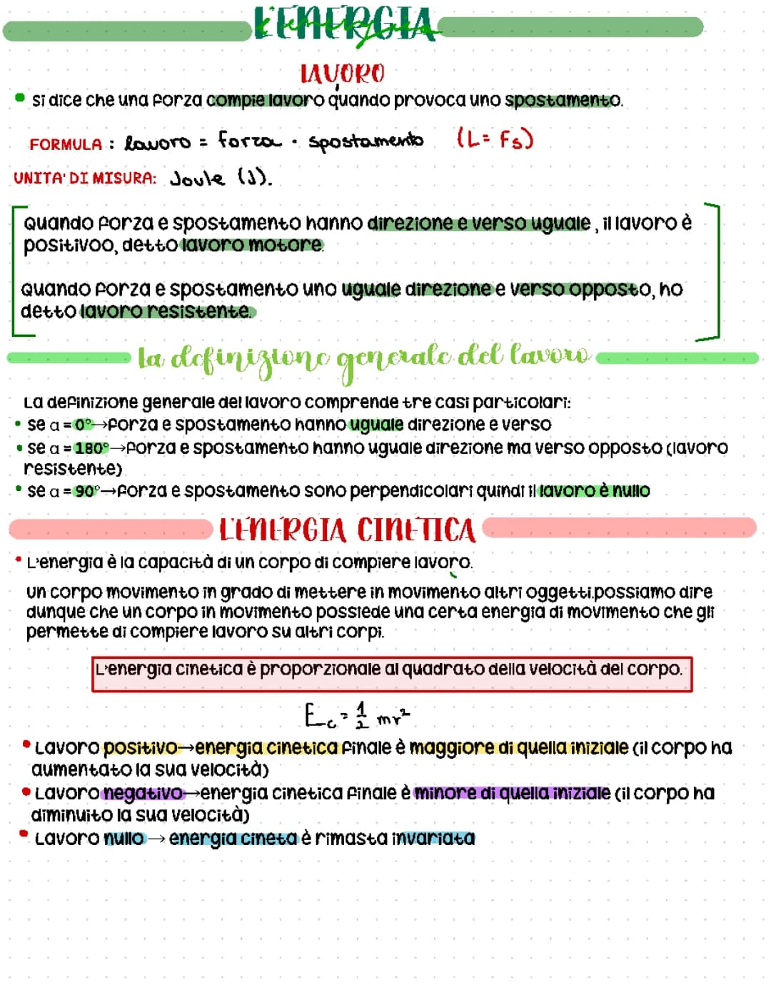 energia, lavoro, energia cinetica, energia potenziale 