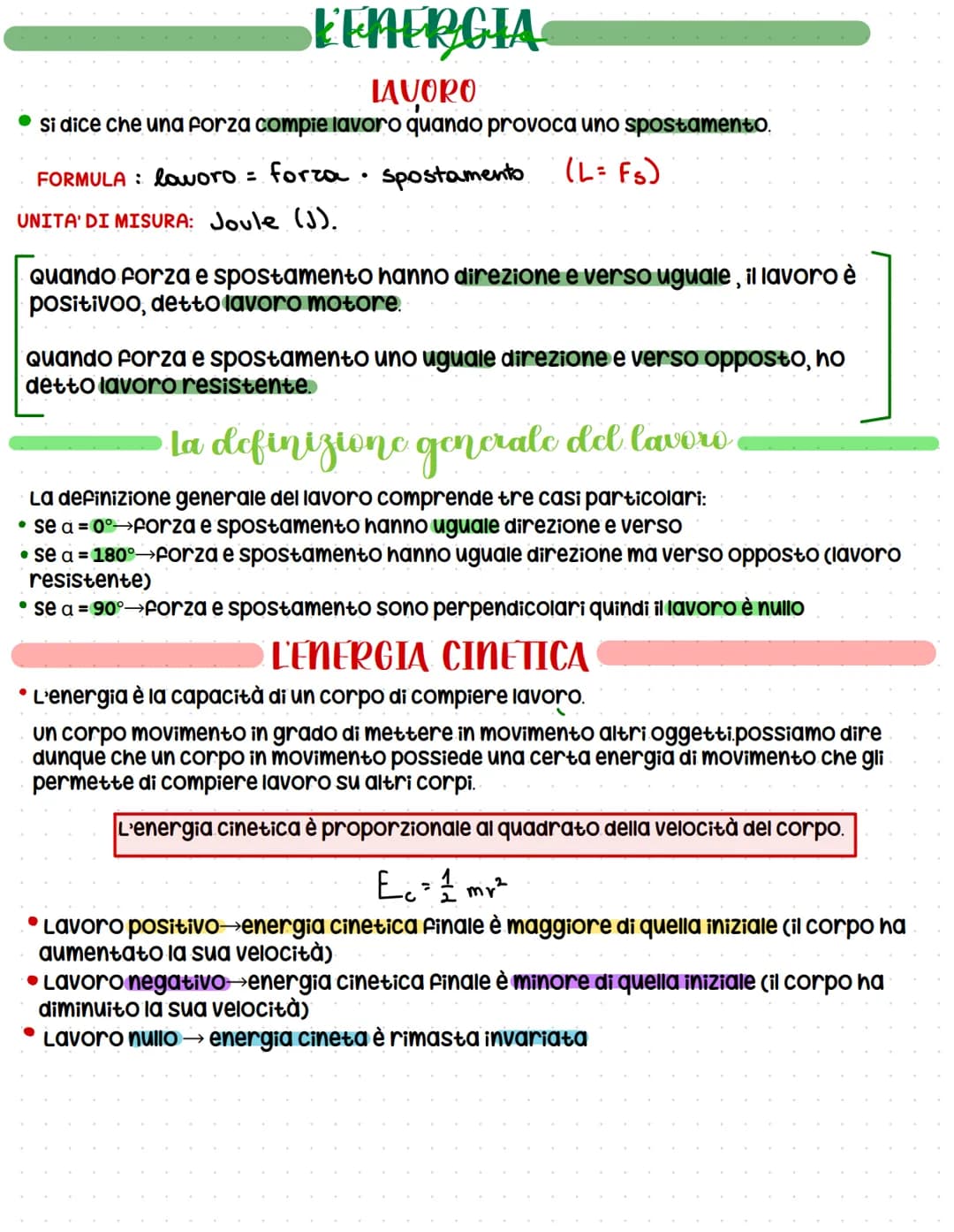 SEENERGIA
LAVORO
Si dice che una forza compie lavoro quando provoca uno spostamento.
FORMULA: lavoro = forza spostamento (L= Fs)
UNITA' DI M