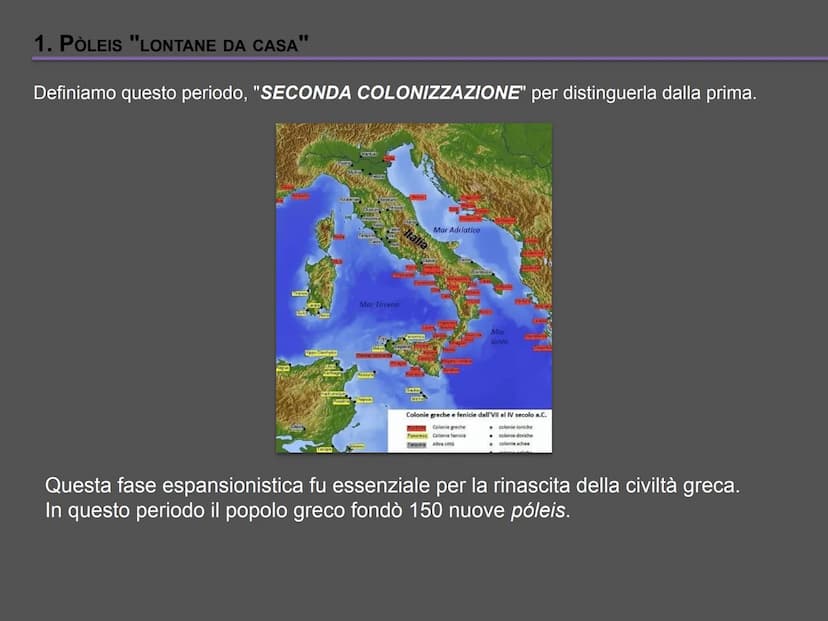 1. CAUSE, SPAZI E TEMPI DELLA COLONIZZAZIONE
Emporion
Marsiglia
Hemeroscopium
cartaginesi
Nizza
etruschi
italici
Cuma
Colonie greche
Territo