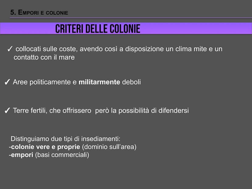 1. CAUSE, SPAZI E TEMPI DELLA COLONIZZAZIONE
Emporion
Marsiglia
Hemeroscopium
cartaginesi
Nizza
etruschi
italici
Cuma
Colonie greche
Territo