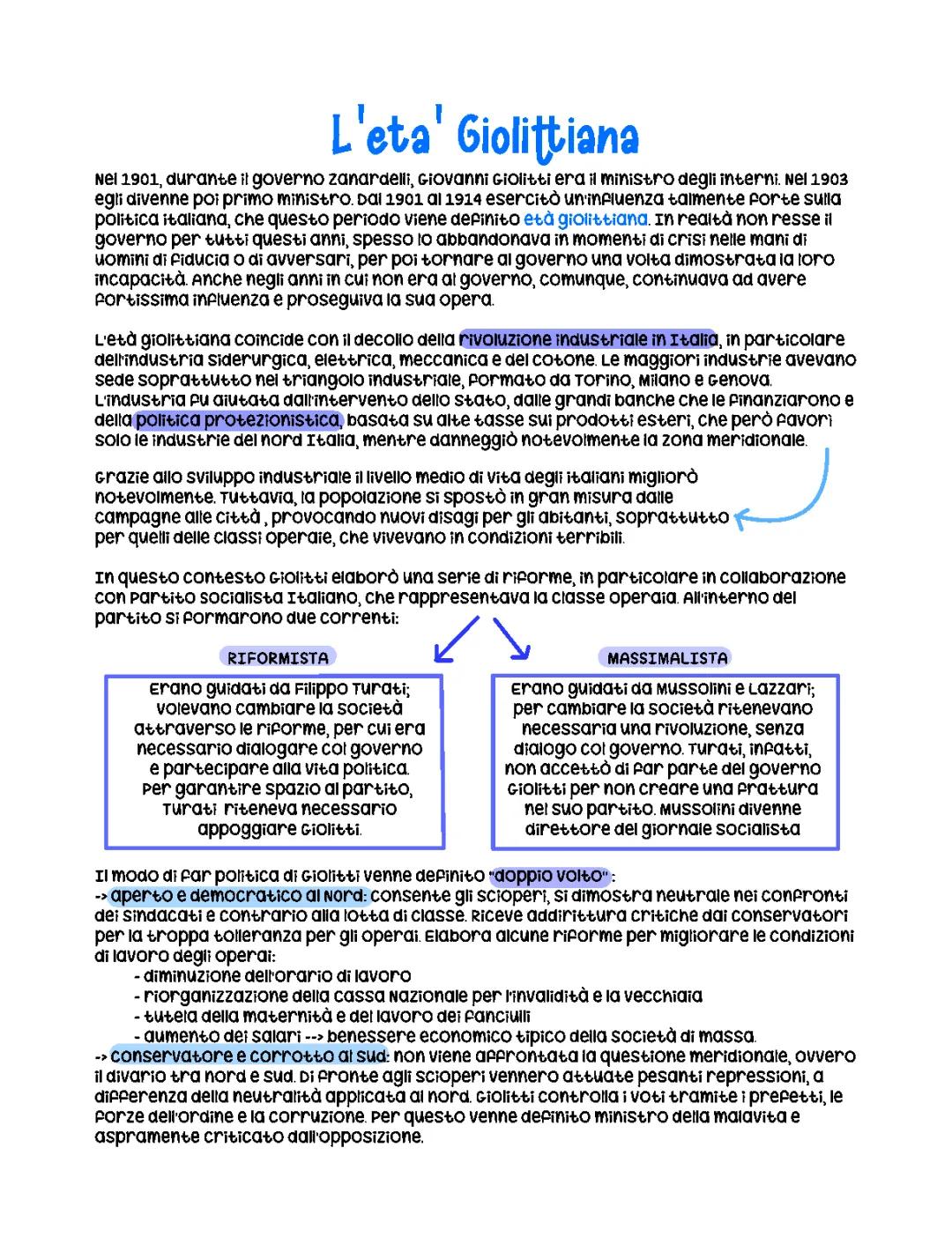 Le Riforme di Giolitti e l'Età Giolittiana: Riassunto Semplice con Schema e PDF