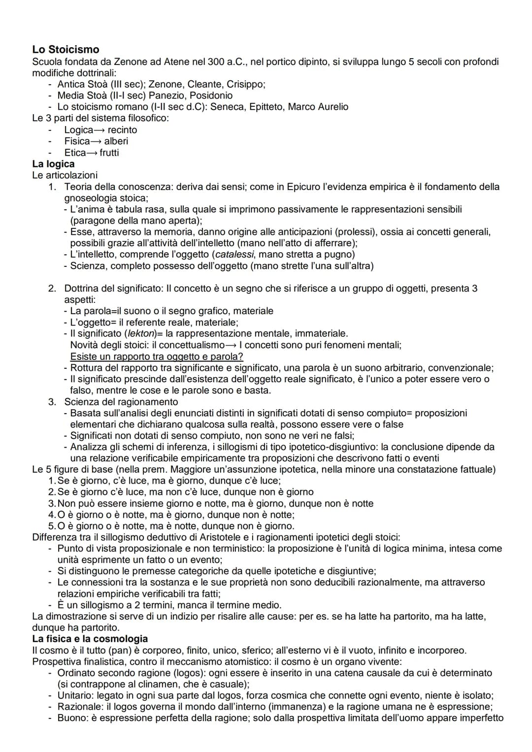 Lo Stoicismo
Scuola fondata da Zenone ad Atene nel 300 a.C., nel portico dipinto, si sviluppa lungo 5 secoli con profondi
modifiche dottrina