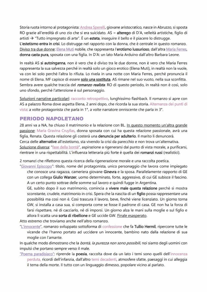GABRIELE D'ANNUNZIO
BIOGRAFIA E OPERE
Clima decadente, maggior esponente insieme a Pascoli.
Protagonista del periodo tra '800 e '900, eserci