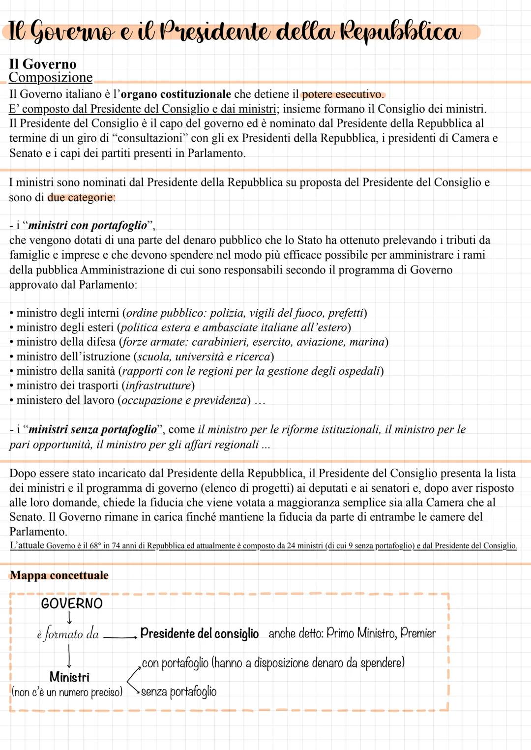 # Il Governo e il Presidente della Repubblica

Il Governo
Composizione
Il Governo italiano è l'organo costituzionale che detiene il potere e