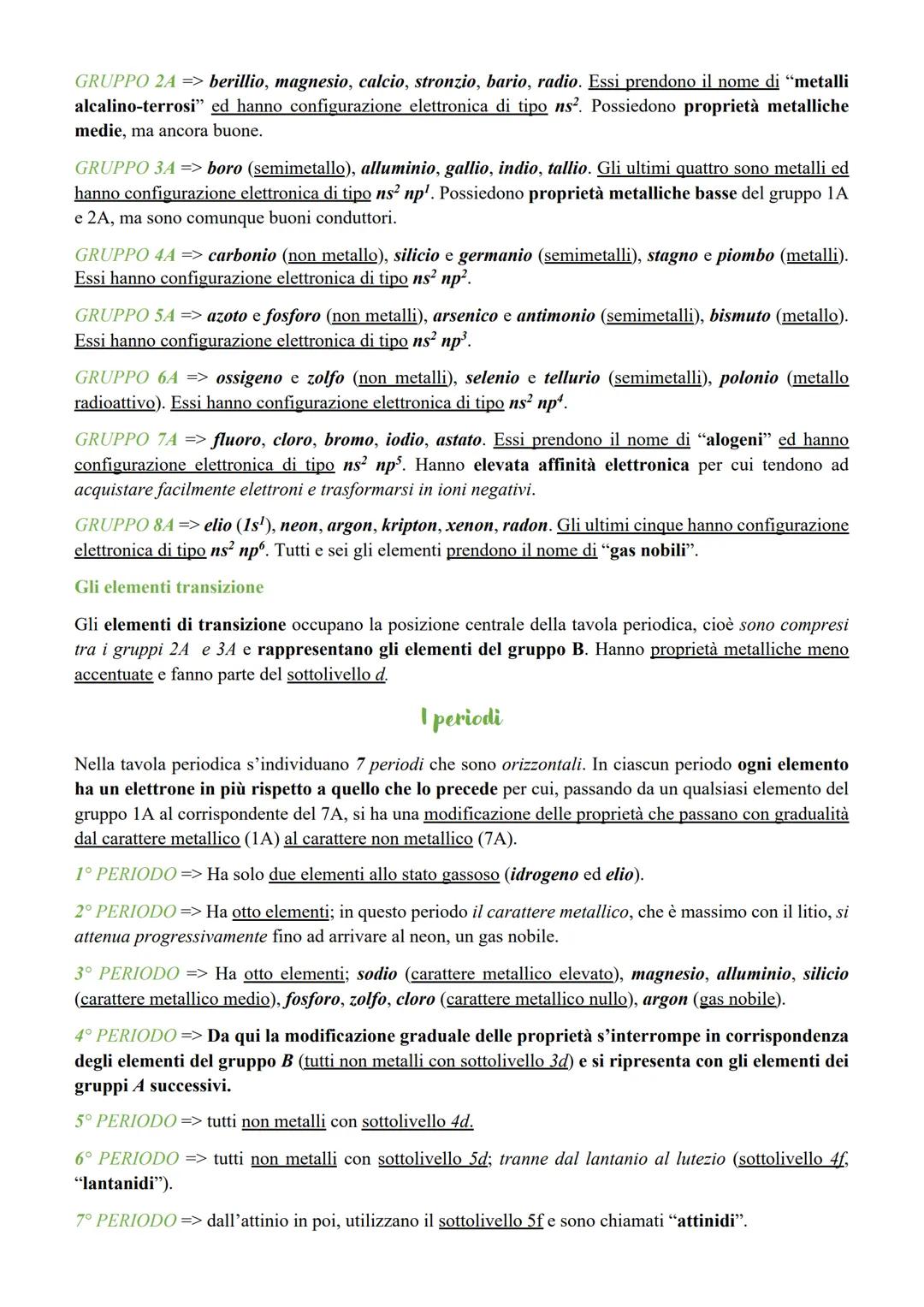 LA TAVOLA PERIODICA
Nella tavola periodica moderna gli elementi con configurazione elettronica simile si trovano nello stesso
gruppo, e pres