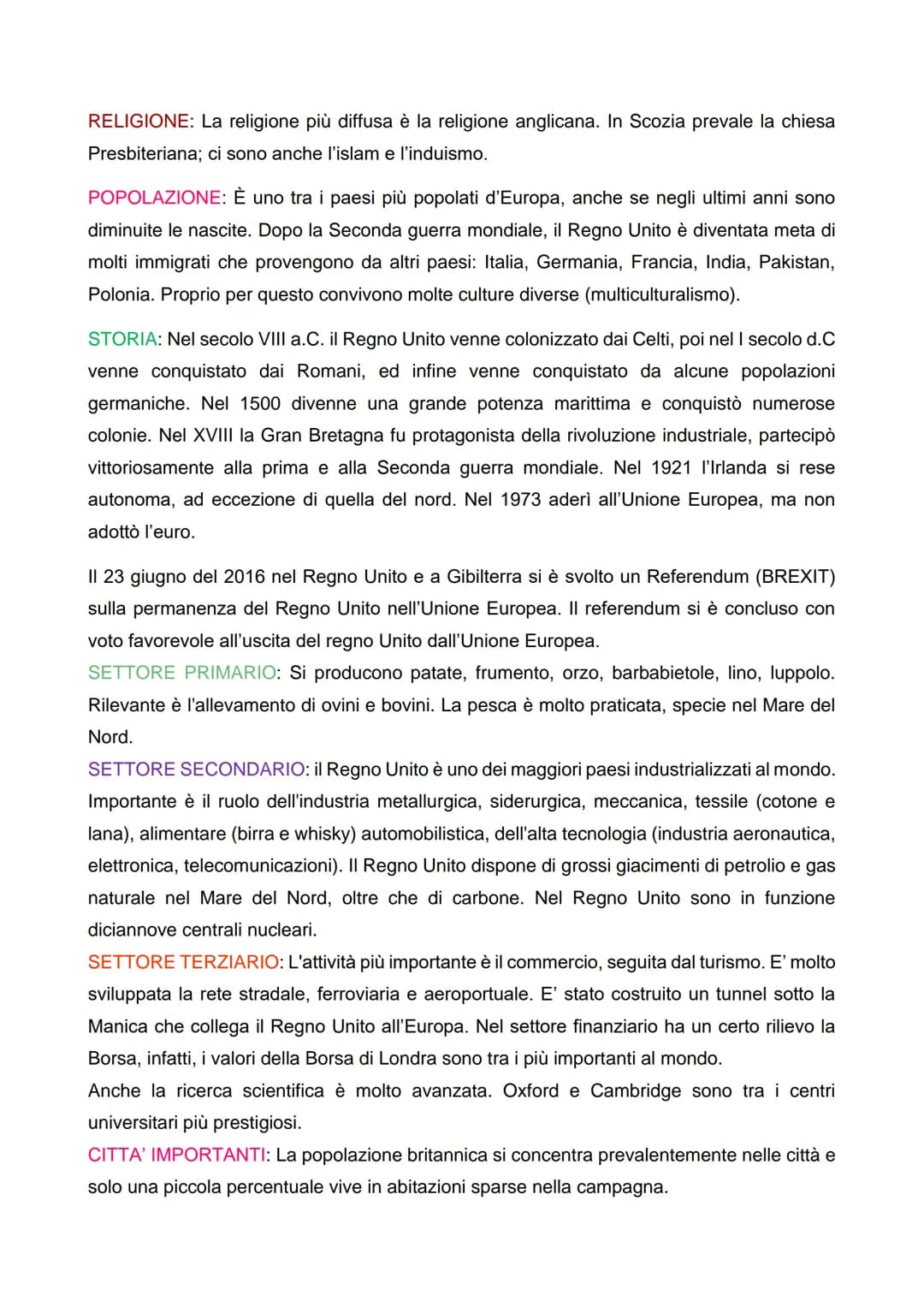 REGNO UNITO
II Regno Unito è composto dalla Gran Bretagna (Galles, Scozia e Inghilterra) e dall'Irlanda
del Nord. Fanno parte del Regno Unit