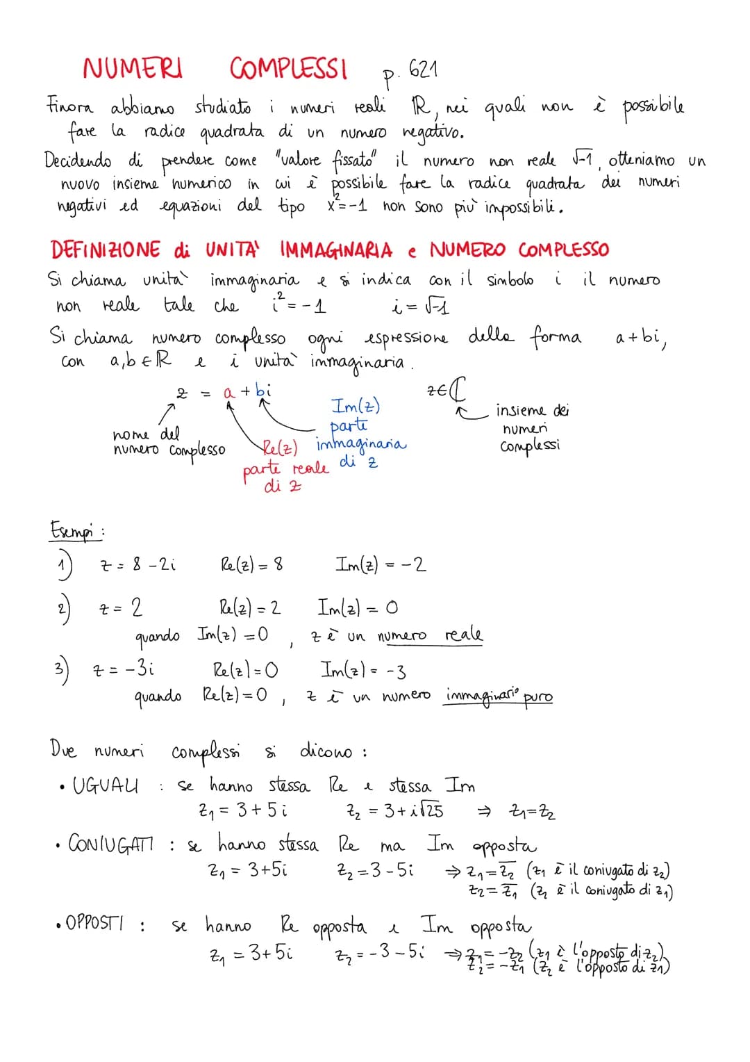 EQUAZIONI CON NUM.COMPLESSI
TEOREMA FONDAMENTALE DEL' ALGEBRA
Ogni equazione di grado no 1 ammette esattamente n soluzioni distinte in C.
·N