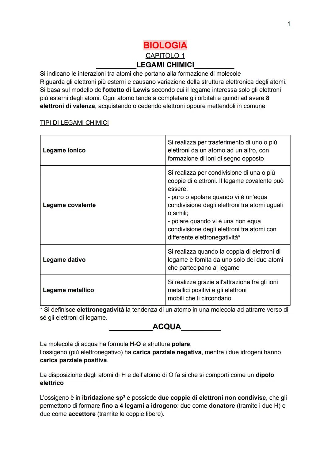 # BIOLOGIA
CAPITOLO 1
LEGAMI CHIMICI

Si indicano le interazioni tra atomi che portano alla formazione di molecole
Riguarda gli elettroni pi