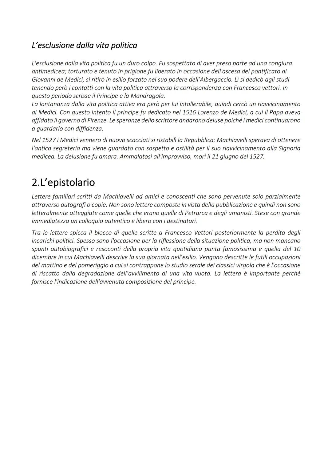 NICCOLO' MACHIAVELLI
1.LA VITA
L'attività politica
Niccolò Machiavelli nacque a Firenze nel 1469 da una famiglia borghese. Ebbe un'educazion
