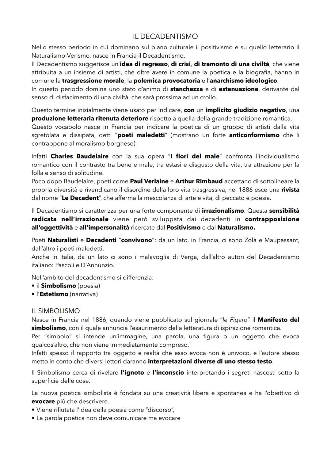 # IL DECADENTISMO

Nello stesso periodo in cui dominano sul piano culturale il positivismo e su quello letterario il
Naturalismo-Verismo, na