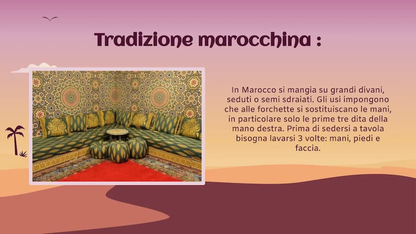 Marocco
Africa settentrionale Informazioni principali :
Nome completo:
Capitale:
Forma istituzionale :
Popolazione/densità :
Moneta:
Religio