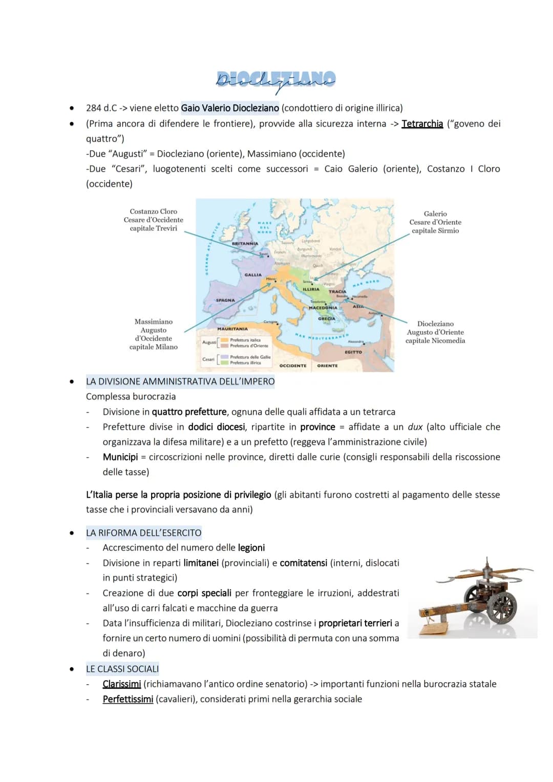 ●
●
DEOCLZHAND
284 d.C -> viene eletto Gaio Valerio Diocleziano (condottiero di origine illirica)
(Prima ancora di difendere le frontiere), 