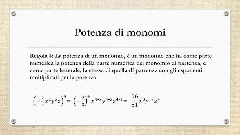 Monomi e polinomi Che cos'è un monomio?
- -
PARTE
NUMERICA
SEGNO
2
3
15 x² y³ z
/
PARTE
LETTERALE Quando due più monomi si dicono
simili?
- 