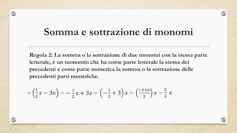 Monomi e polinomi Che cos'è un monomio?
- -
PARTE
NUMERICA
SEGNO
2
3
15 x² y³ z
/
PARTE
LETTERALE Quando due più monomi si dicono
simili?
- 