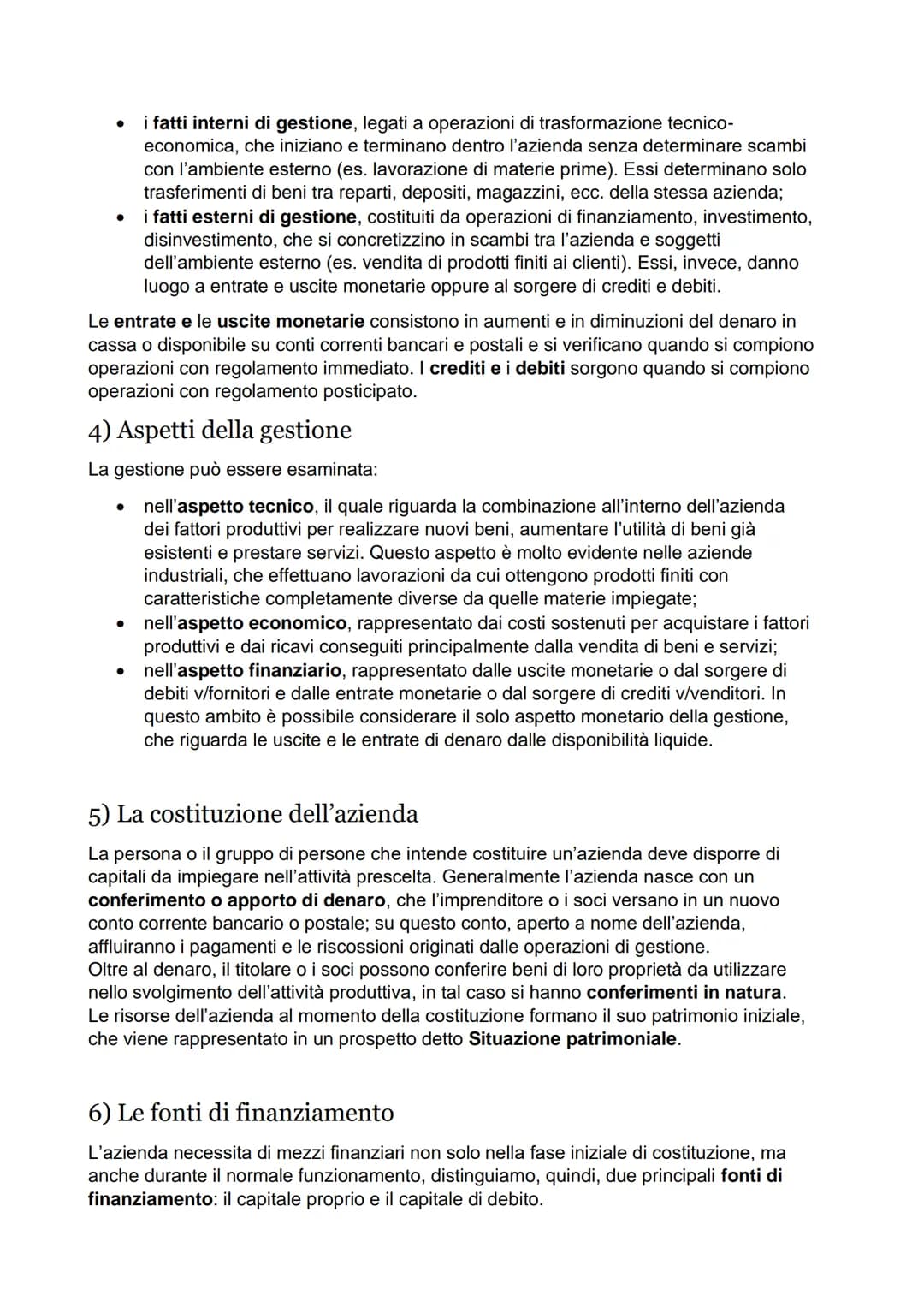 Capitolo 1
La gestione
1) Gestione, organizzazione, rilevazione
Il primo atto di vita di un'azienda è la sua progettazione con cui si stabil