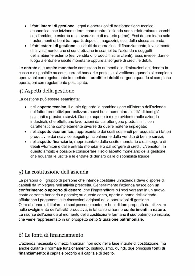 Capitolo 1
La gestione
1) Gestione, organizzazione, rilevazione
Il primo atto di vita di un'azienda è la sua progettazione con cui si stabil