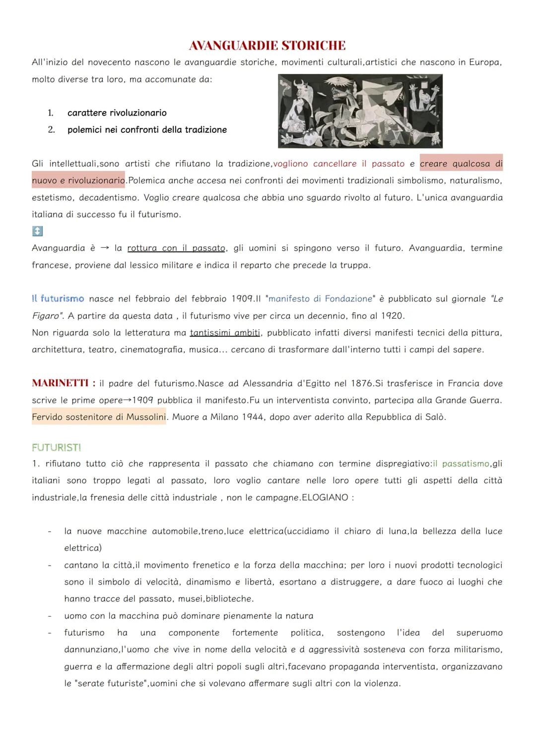 AVANGUARDIE STORICHE
All'inizio del novecento nascono le avanguardie storiche, movimenti culturali, artistici che nascono in Europa,
molto d