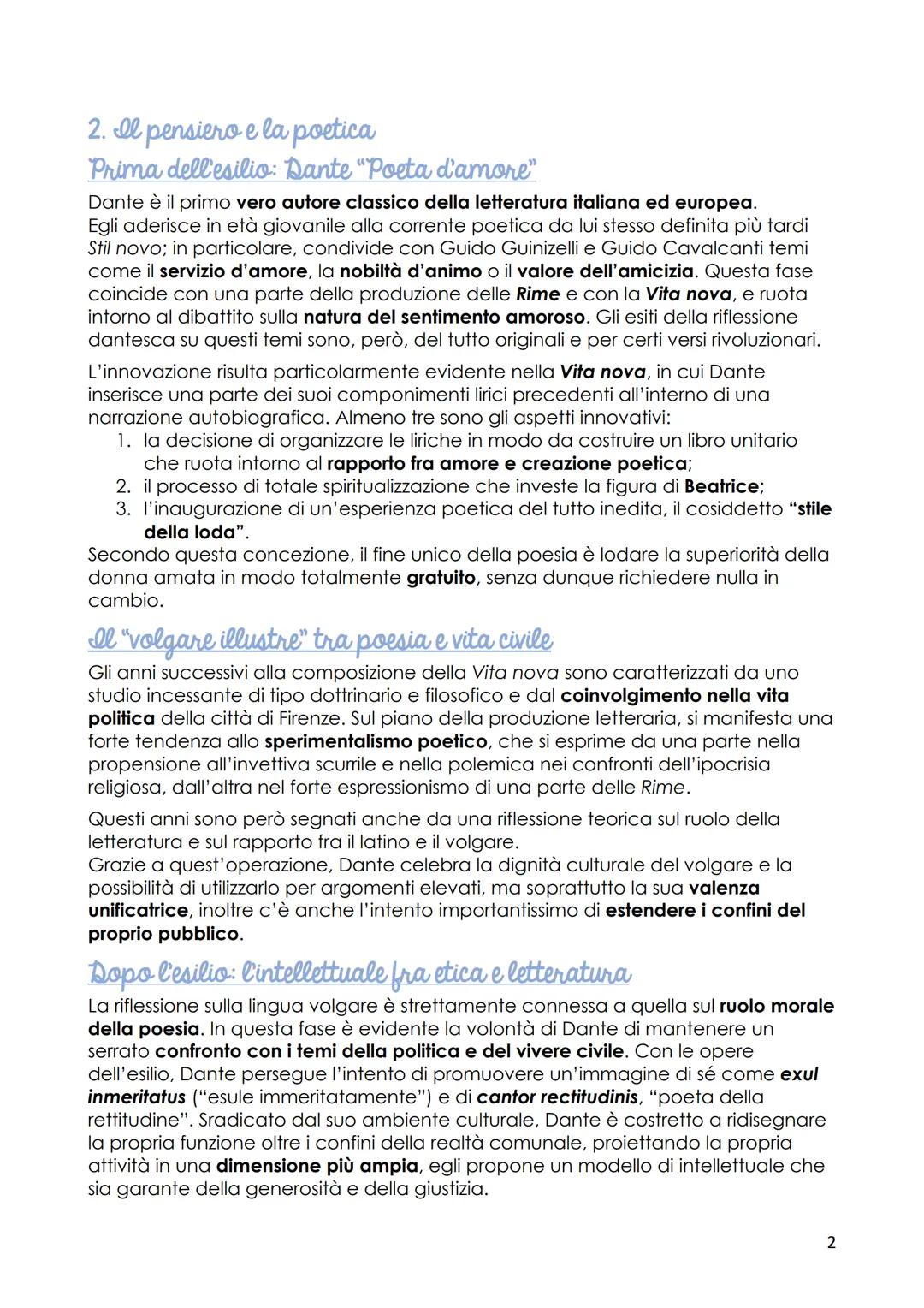Dante
1. La vita
Gli studi e la formazione
Dante nasce a Firenze nel 1265. La famiglia apparteneva alla parte guelfa, di
piccola e decaduta 