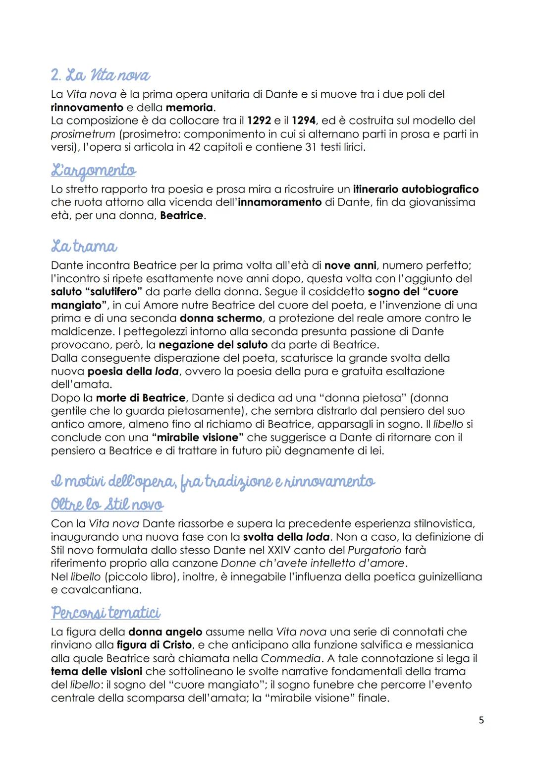 Dante
1. La vita
Gli studi e la formazione
Dante nasce a Firenze nel 1265. La famiglia apparteneva alla parte guelfa, di
piccola e decaduta 