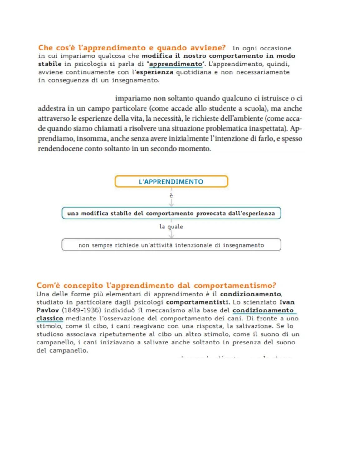 Che cos'è l'apprendimento e quando avviene? In ogni occasione
in cui impariamo qualcosa che modifica il nostro comportamento in modo
stabile