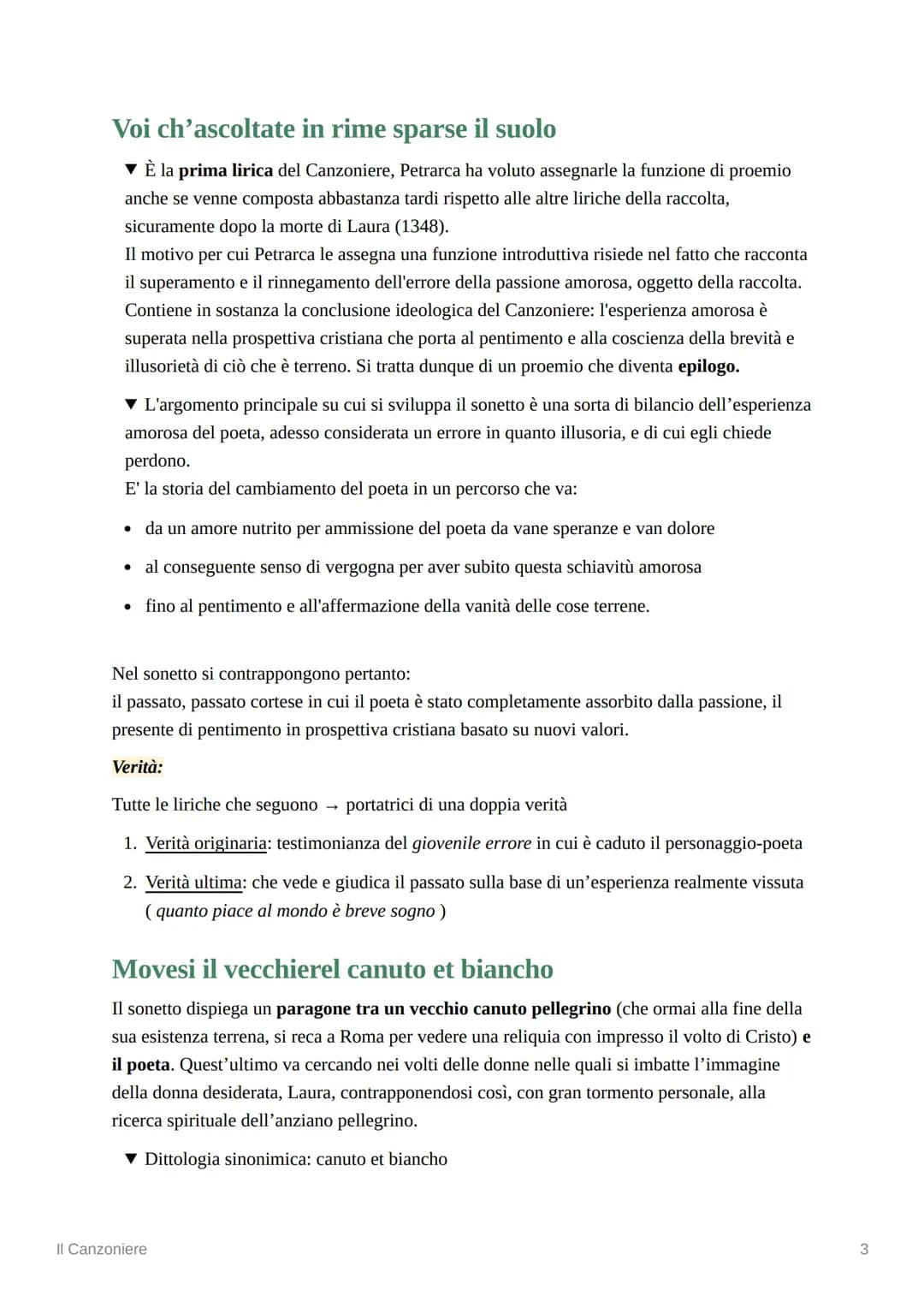 Il Canzoniere
Petrarca titola la sua raccolta Rerum vulgarium fragmenta, cioè Frammenti di componimenti
in volgare, ma anche popolari, di po