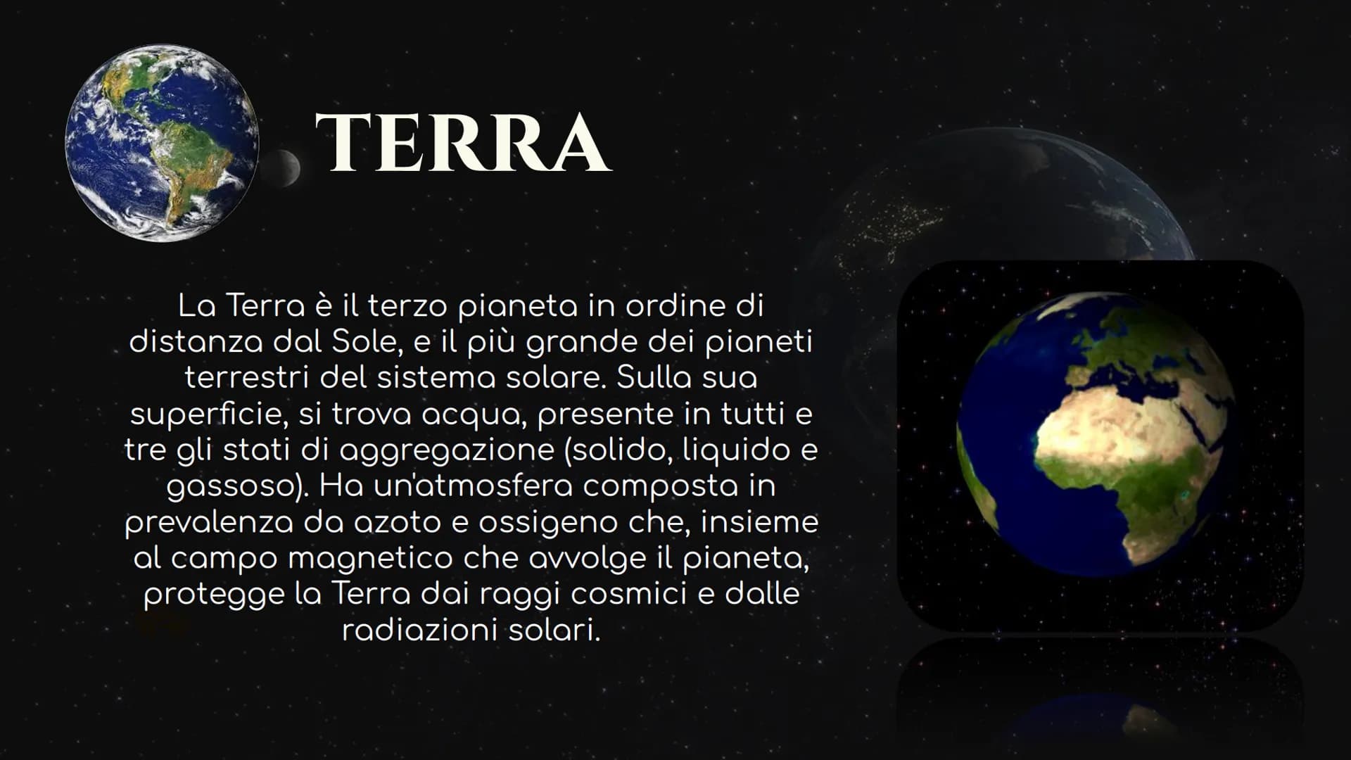 Il sistema solare COSA SI INTENDE PER SISTEMA SOLARE?
Per Sistema Solare si intende un insieme di corpi celesti, esso è
formato da:
8 pianet