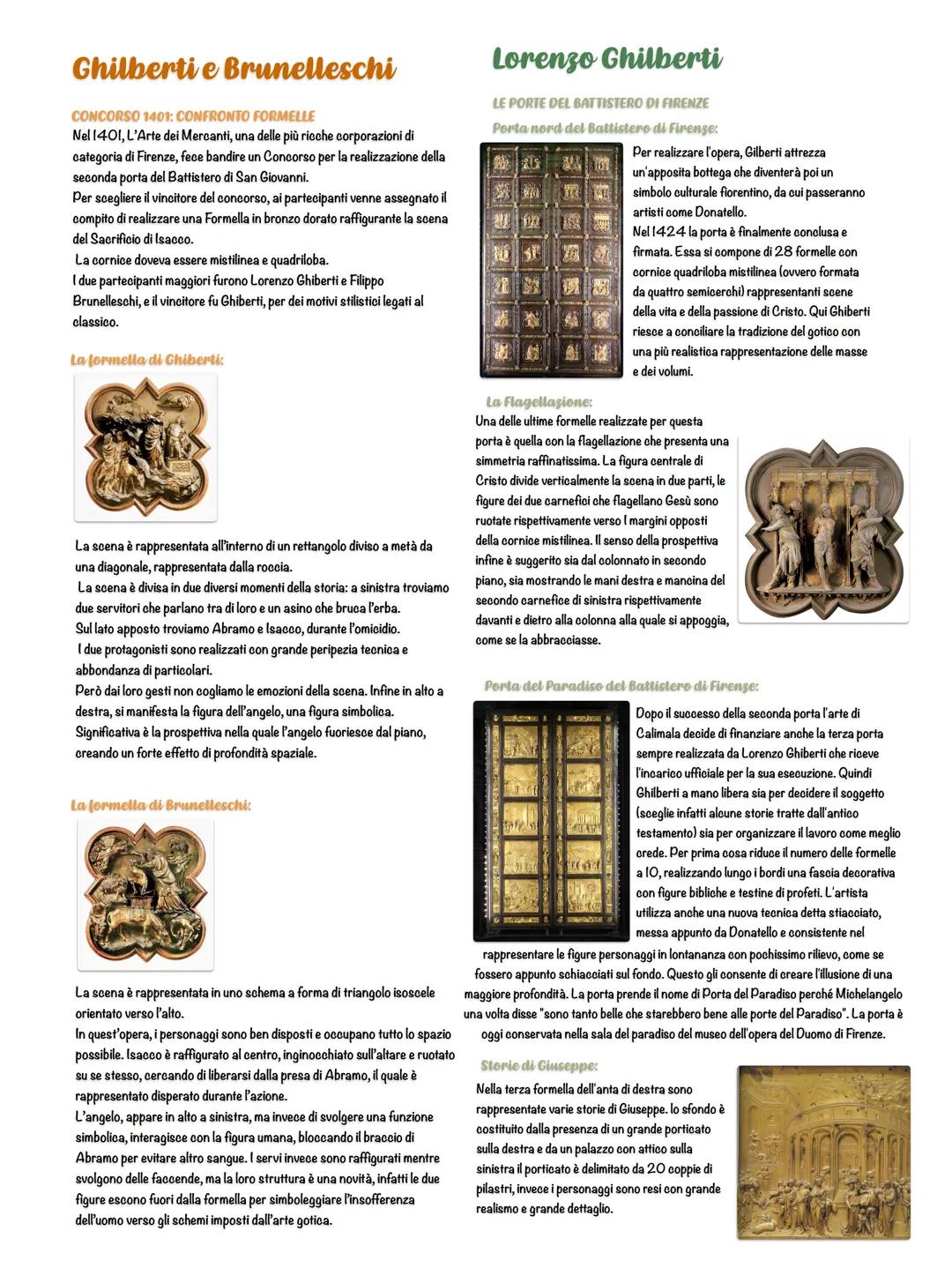 # Ghilberti e Brunelleschi

CONCORSO 1401: CONFRONTO FORMELLE
Nel 1401, L'Arte dei Mercanti, una delle più ricche corporazioni di
categoria 