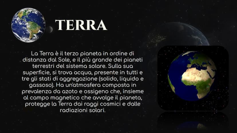 Il sistema solare COSA SI INTENDE PER SISTEMA SOLARE?
Per Sistema Solare si intende un insieme di corpi celesti, esso è
formato da:
8 pianet