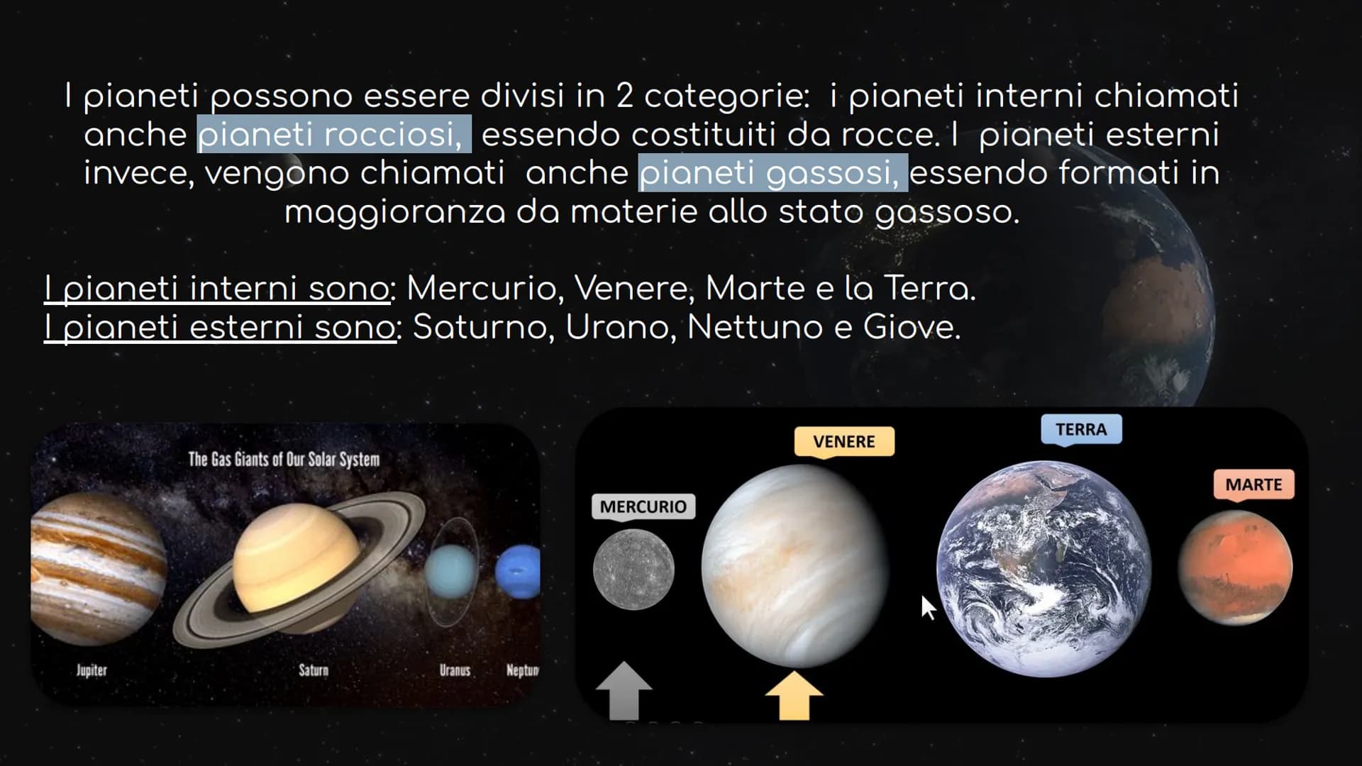 Il sistema solare COSA SI INTENDE PER SISTEMA SOLARE?
Per Sistema Solare si intende un insieme di corpi celesti, esso è
formato da:
8 pianet