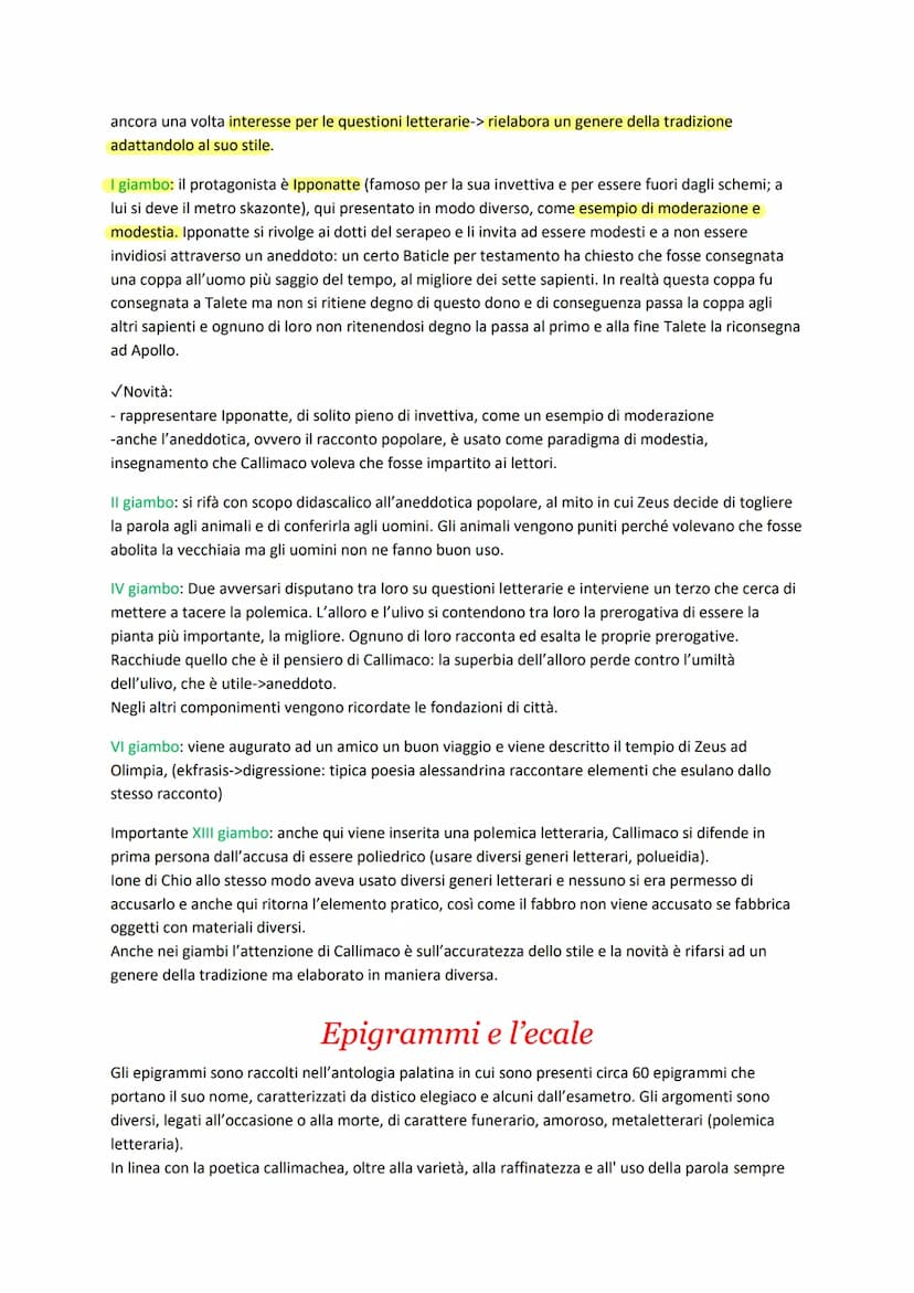 
<p>La letteratura greca ha creato generi letterari come l'epica, l'elegia, il giambo e il teatro. Ma gli autori dell'età ellenistica cercan
